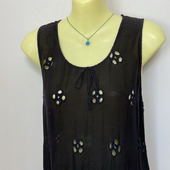 Johnny Was Dress Black Eyelet Free Fitting MIDI Nwot Size Small - Picture 2 of 7